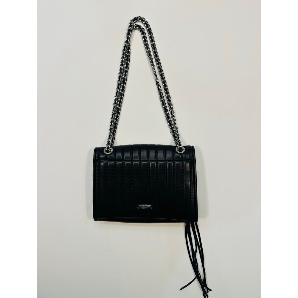 Rebecca Minkoff Dylan Flap Shoulder Bag Black Quilted Leather Silver Hardware - Picture 4 of 10